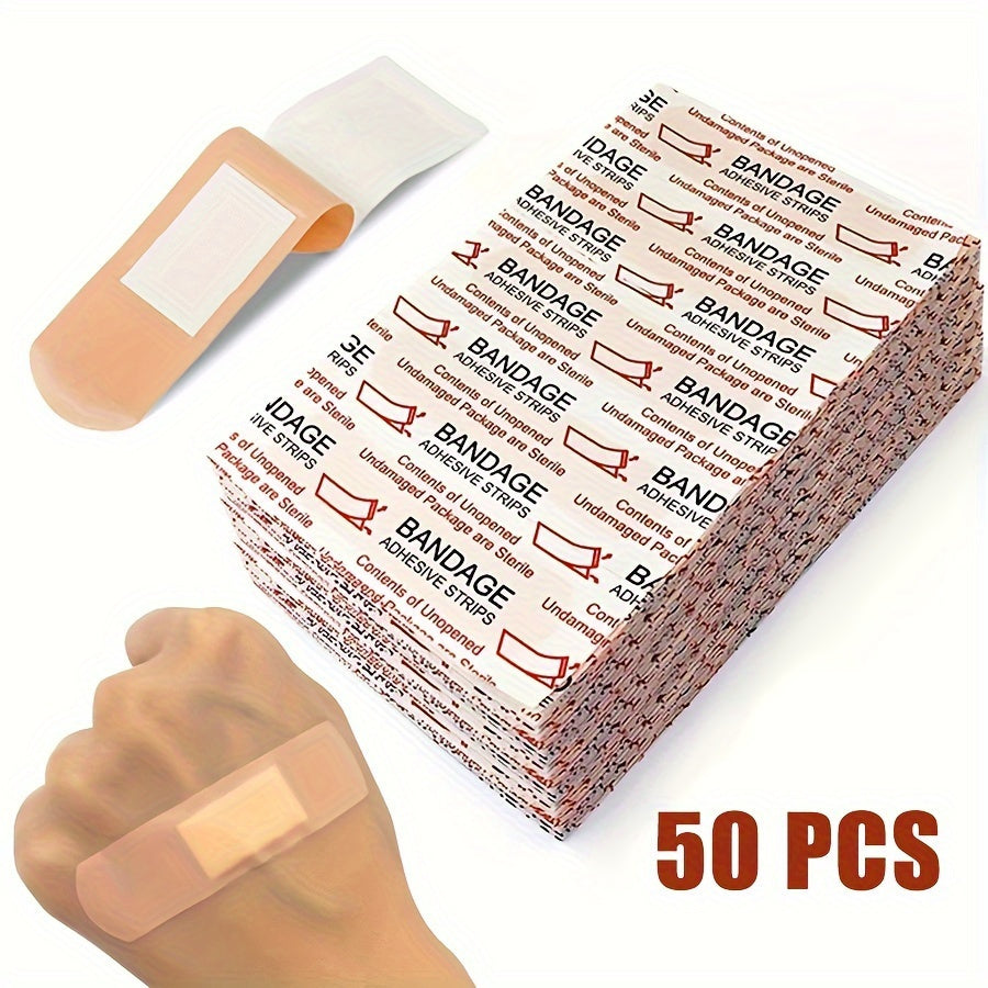 50/100 Waterproof Adhesive Bandages, Sterile, for Wound Care, Home and Outdoor Sports