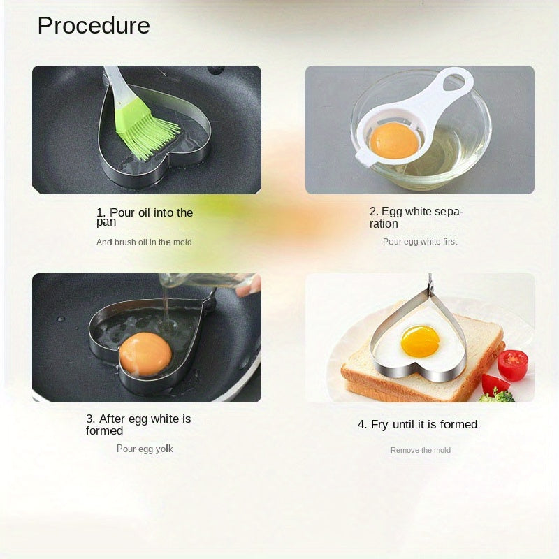 Ijodiy va oson ovqat tayyorlash uchun 5-dona zanglamas po'latdan yasalgan tuxum va pancake qoliplari - Har qanday holat uchun elektrsiz shakllantiruvchilar