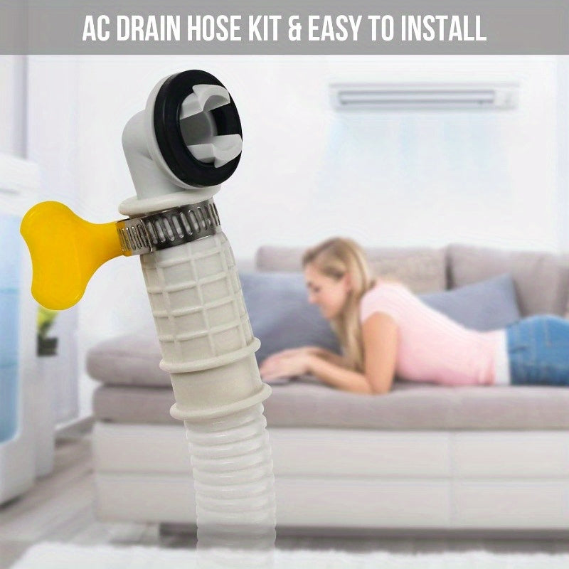 2M/6.6FT & 4M/13FT Air Conditioner Drain Hose Kit - Flexible and Durable AC Drainage Tubing with Connectors and Clamp for Mini-Split, Portable ACs, Dishwashers, and Washing Machines. Universal Fit, Non-Electric Accessories to Prevent Leakage.