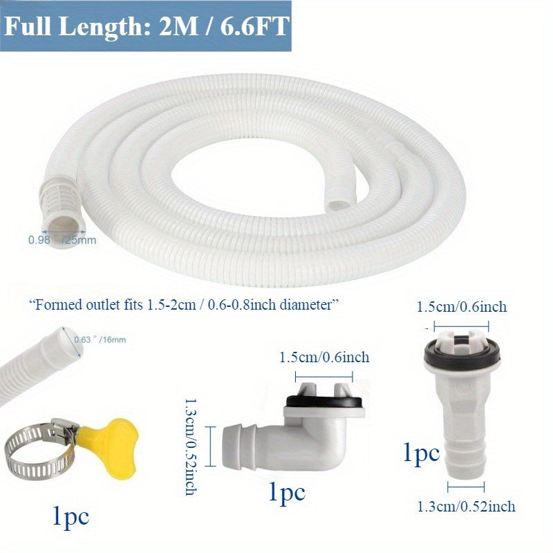 2M/6.6FT & 4M/13FT Air Conditioner Drain Hose Kit - Flexible and Durable AC Drainage Tubing with Connectors and Clamp for Mini-Split, Portable ACs, Dishwashers, and Washing Machines. Universal Fit, Non-Electric Accessories to Prevent Leakage.