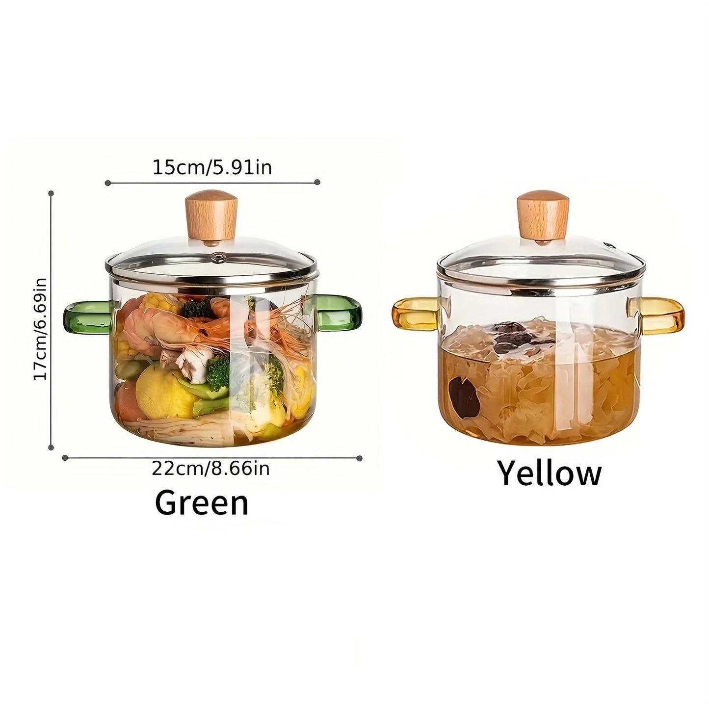 15.01cm Borosilicate Glass Cooking Pot with Lid, Heat-Resistant for Soup, Milk, Baby Food, Pasta - Featuring Easy Grip Handles, Ideal for Kitchen and Dining Needs