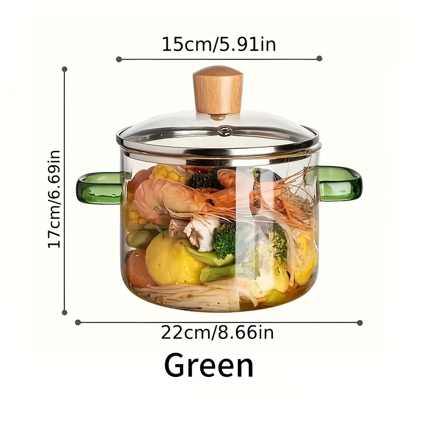 15.01cm Borosilicate Glass Cooking Pot with Lid, Heat-Resistant for Soup, Milk, Baby Food, Pasta - Featuring Easy Grip Handles, Ideal for Kitchen and Dining Needs