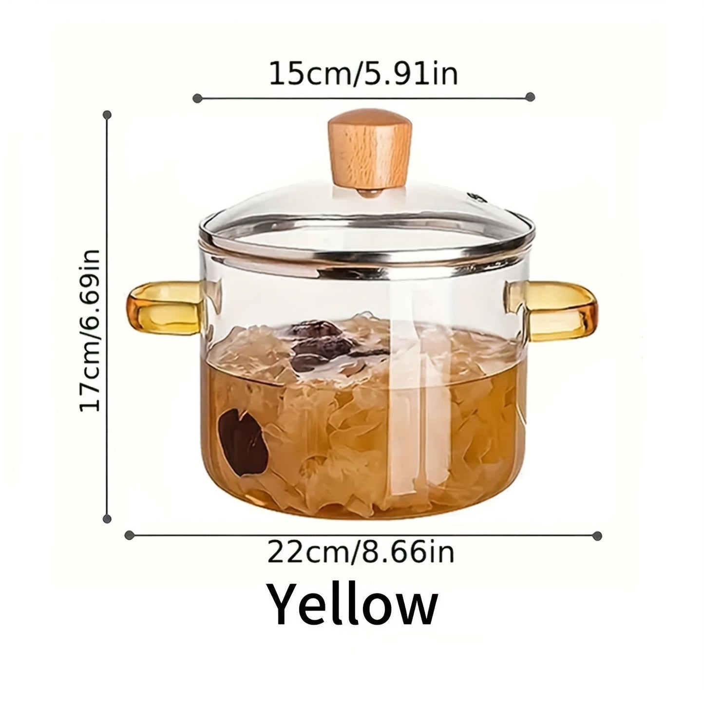 15.01cm Borosilicate Glass Cooking Pot with Lid, Heat-Resistant for Soup, Milk, Baby Food, Pasta - Featuring Easy Grip Handles, Ideal for Kitchen and Dining Needs