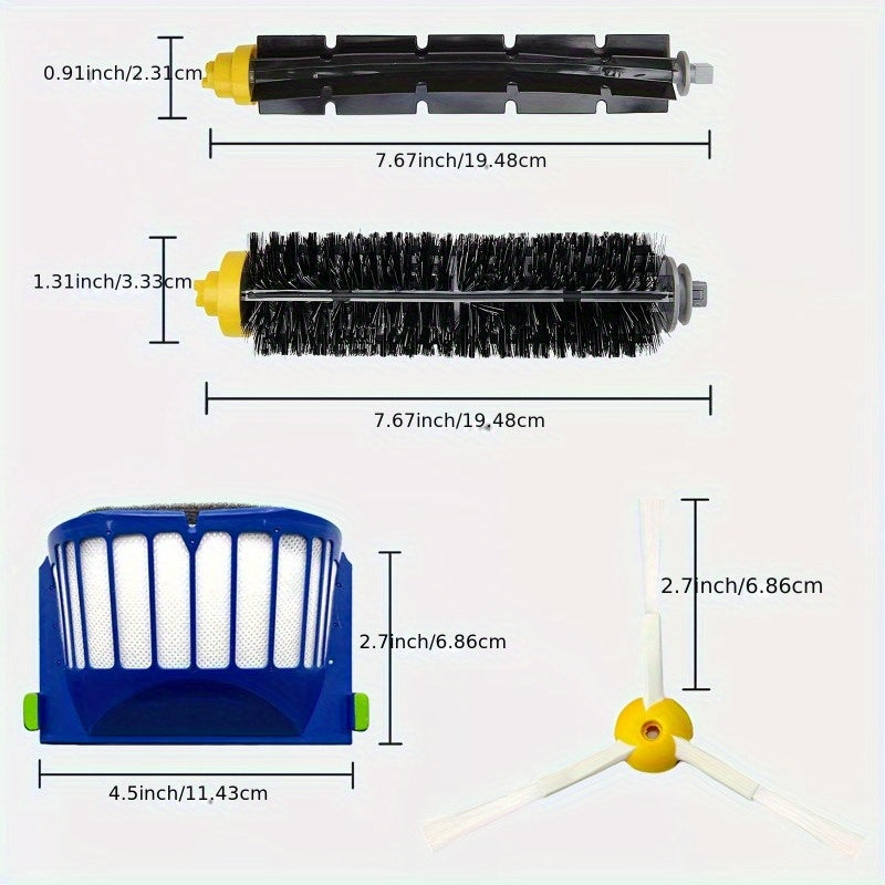 Replacement Parts Kit for iRobot 600 & 500 Series - Includes 10 pieces: Bristle Brush, Beater Brush, Filters, Side Brushes, and Tools