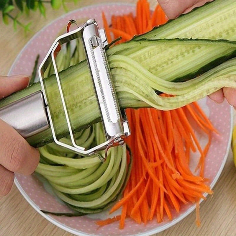 Abay 2-in-1 Stainless Steel Fruit Peeler & Grater - Safe for Food, Creates Thin Strips & Julienne Cuts, Great for Vegetables & Cheese, Must-Have for Your Kitchen