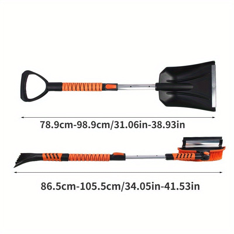 Get ready for winter with this versatile 2-in-1 Telescopic Snow Shovel & Ice Scraper Set! The multi-purpose detachable snow brush also features an adjustable squeegee for use on bathroom, car, glass, wall, and floor surfaces. This convenient 2-piece set