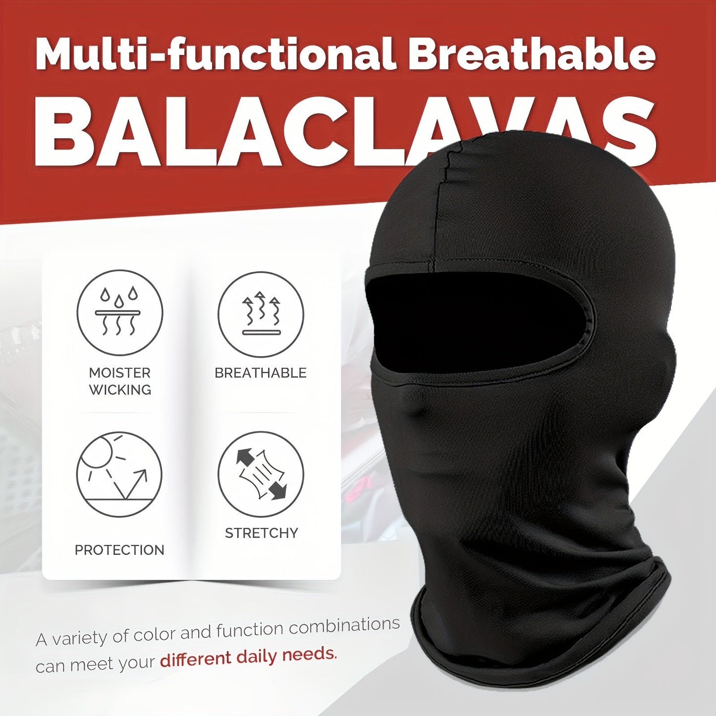 Women's Full Face Balaclava Masks - Set of 12, Ideal for Skiing and Cycling, Windproof, Breathable, and Warm, Stretchy Fit, Easy to Wash