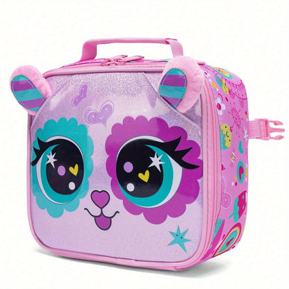 3-piece Cute Animal Rolling Backpack Set for Girls - Includes Trolley, Lunch Bag & Pencil Case - Great for School, Travel, Picnic & Camping - Ideal Gift