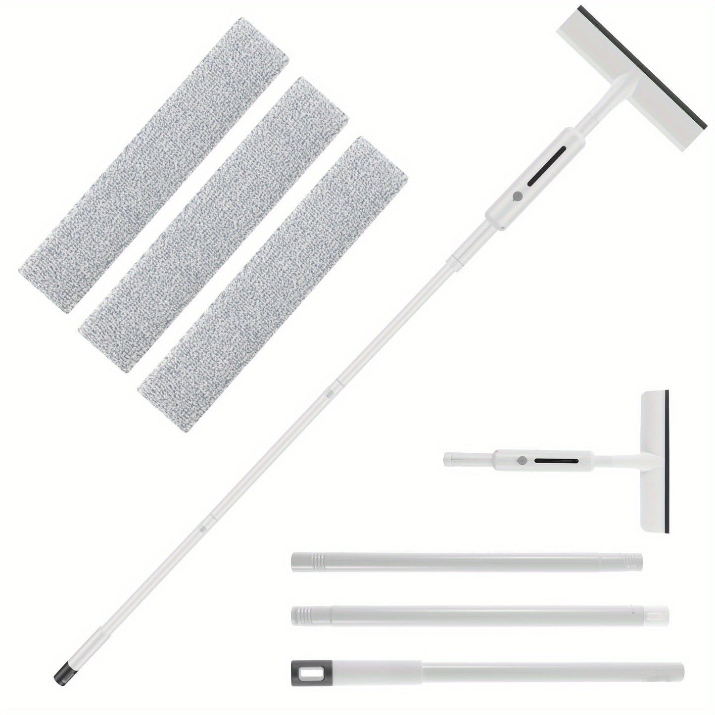 Professional Window Squeegee with Spray for a Sparkling Finish - Dual-Sided Design, Extendable Pole for High Windows & Glass Doors, Includes Microfiber Scrubbers for Effortless Cleaning