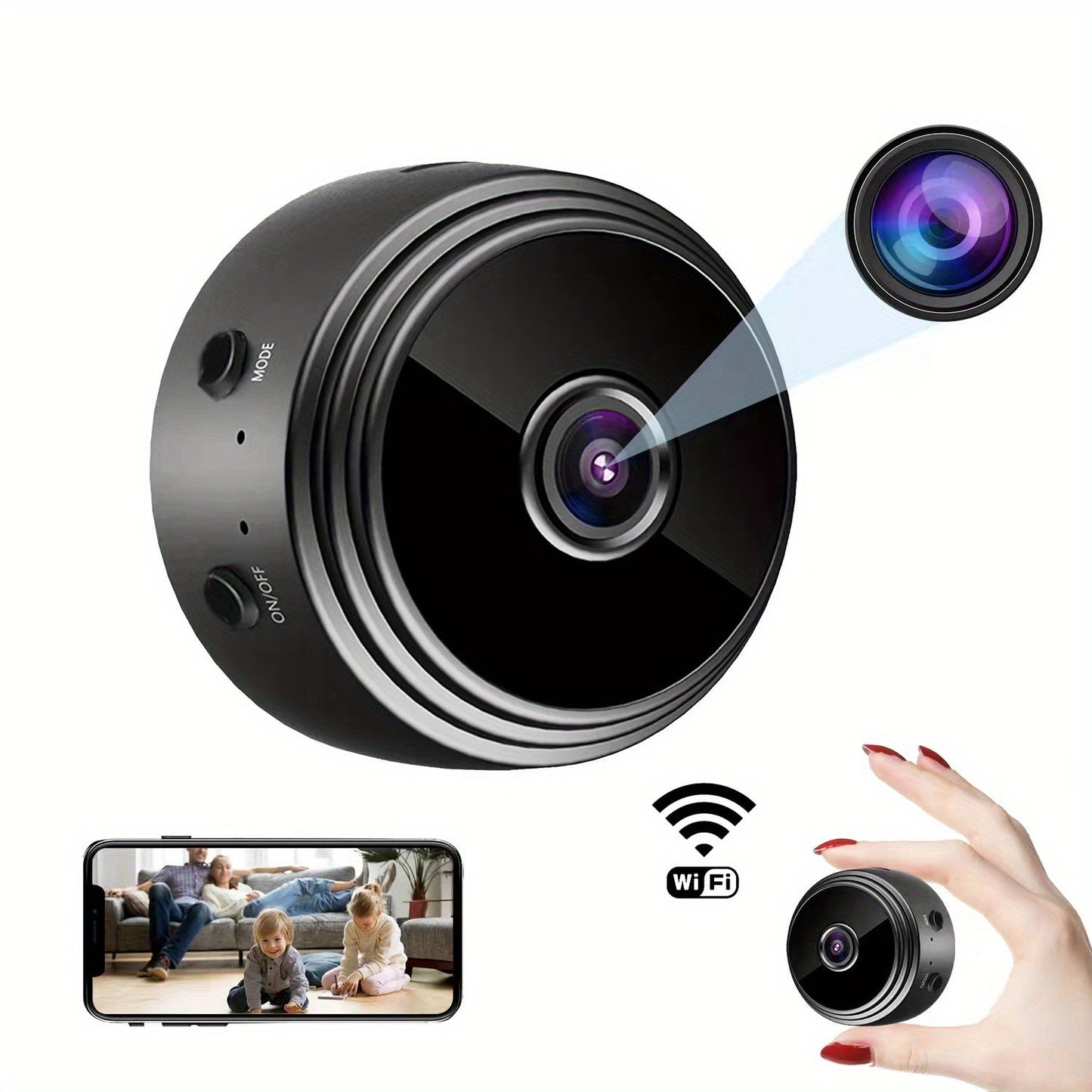 Wifi-enabled Teruhal Smart Home Security Camera features wireless monitoring and remote viewing, smartphone compatibility, and a rechargeable battery.