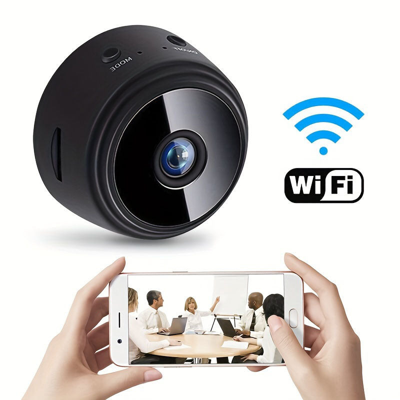 Wifi-enabled Teruhal Smart Home Security Camera features wireless monitoring and remote viewing, smartphone compatibility, and a rechargeable battery.