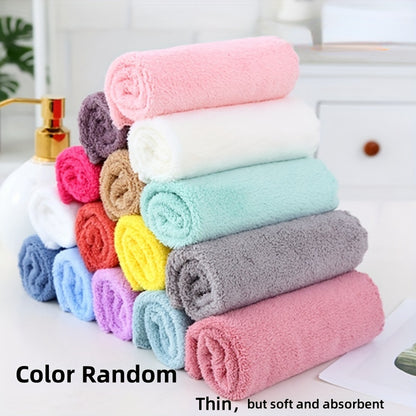 5/10 piece set of soft and absorbent coral fleece wash cloths. Perfect for small face towels, cleaning, and bathroom supplies.