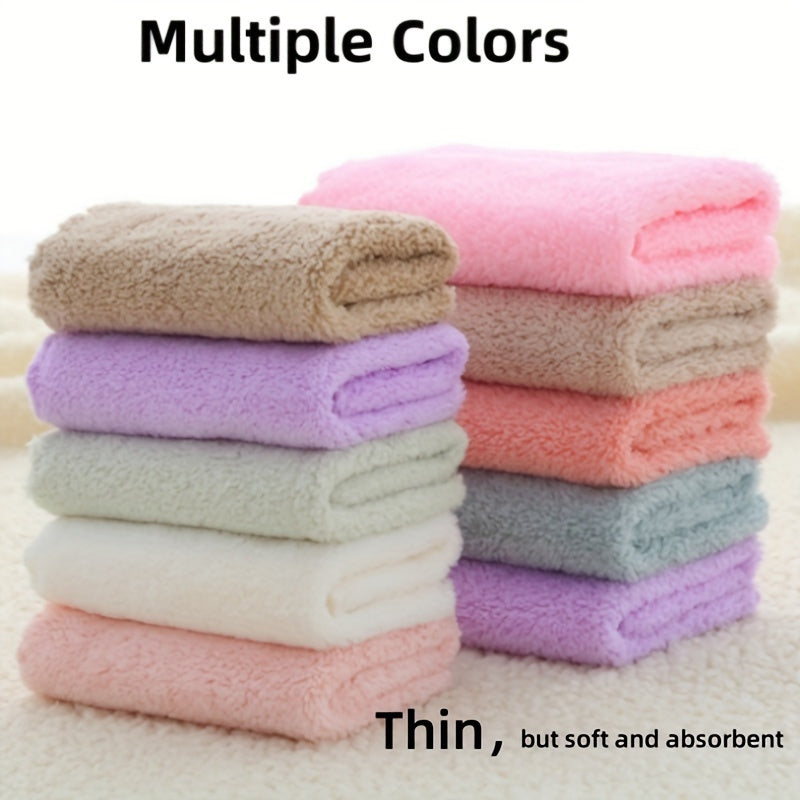 5/10 piece set of soft and absorbent coral fleece wash cloths. Perfect for small face towels, cleaning, and bathroom supplies.