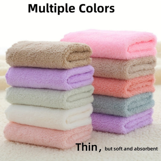 5/10 piece set of soft and absorbent coral fleece wash cloths. Perfect for small face towels, cleaning, and bathroom supplies.