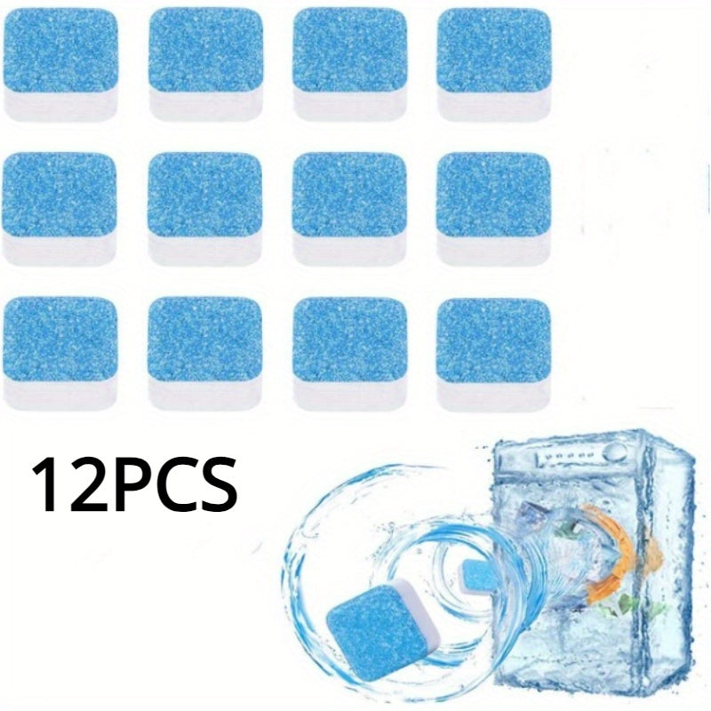 12-Pack Washing Machine Cleaner Tablets for deep cleaning and deodorizing laundry appliances.