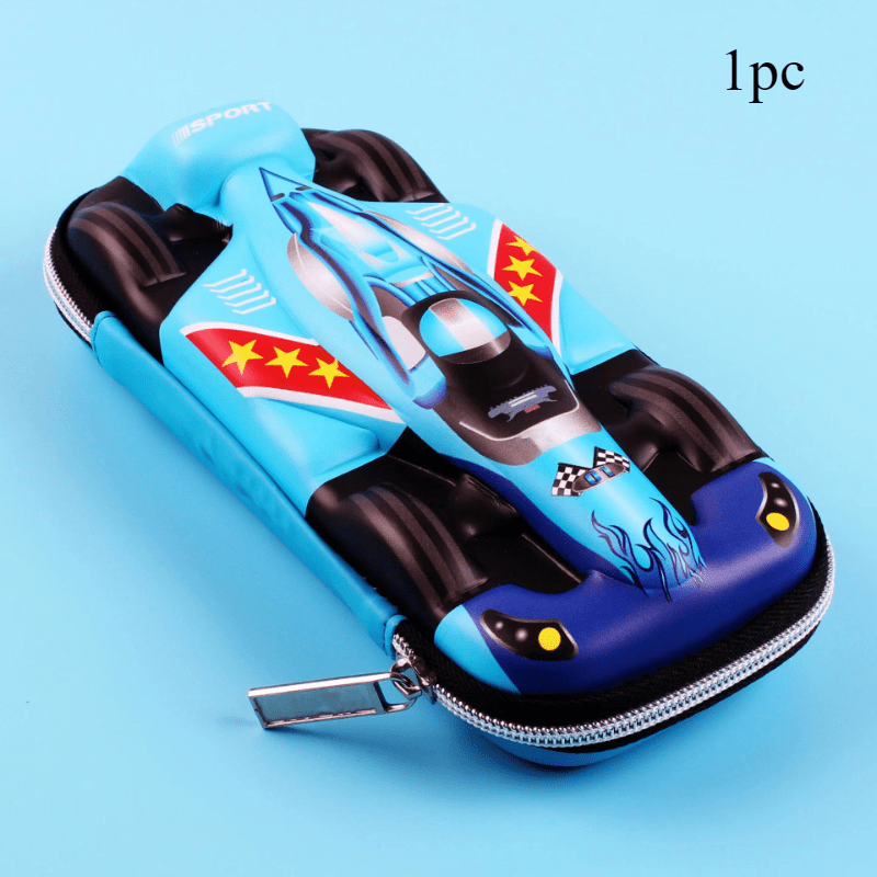 Car-shaped pencil case with large capacity and creative design for students.