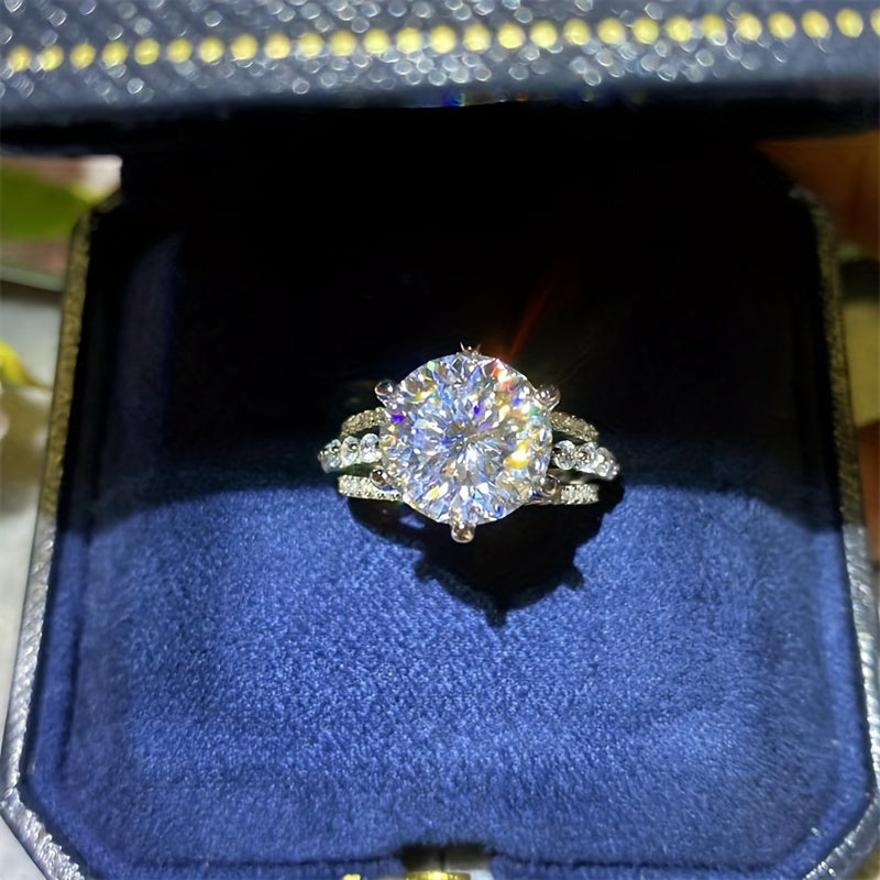 Stunning 5 Carat Moissanite Engagement Ring in 925 Sterling Silver, Ideal for Every Day Wear and Memorable Occasions such as Valentine's Day