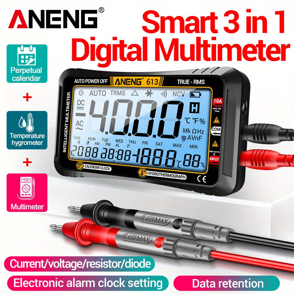 ANENG 613 4000 Count Smart multimeter for AC/DC current, voltage, and resistance measurement. Professional 3-in-1 test tool.