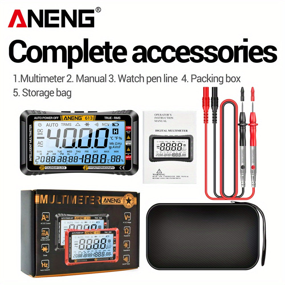 ANENG 613 4000 Count Smart multimeter for AC/DC current, voltage, and resistance measurement. Professional 3-in-1 test tool.