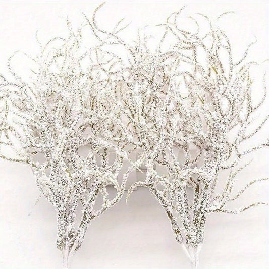 Bundle of 6 or 12 white artificial pine branches for wedding and Christmas decoration.