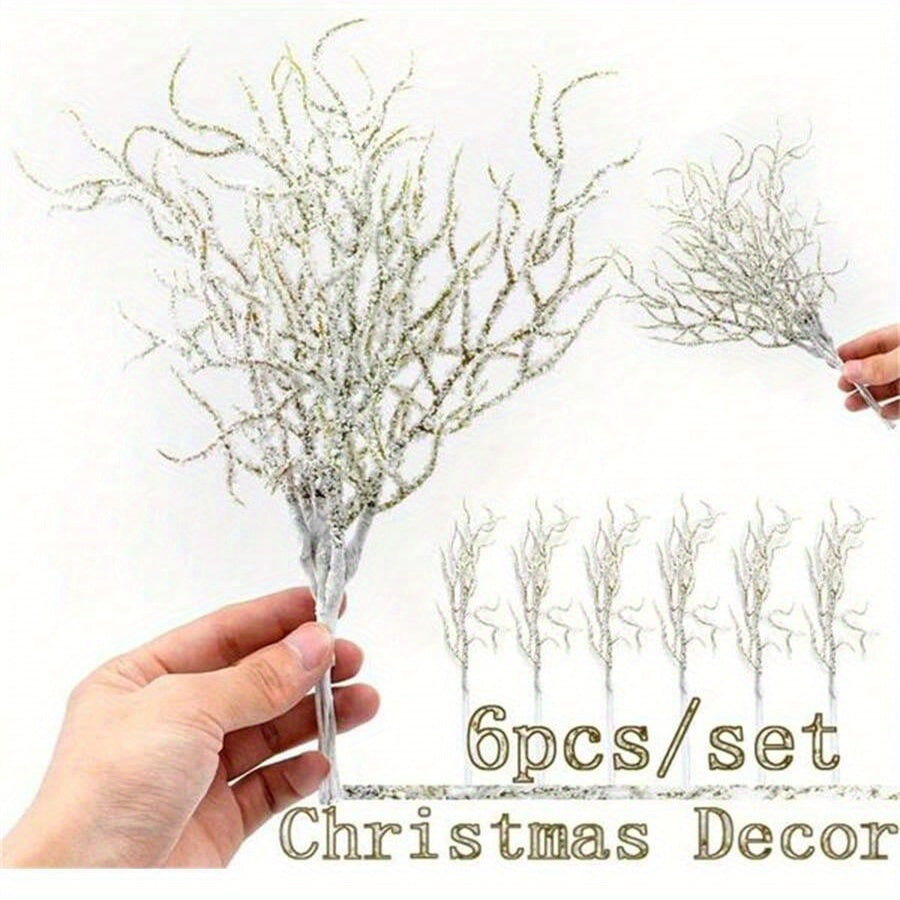 Bundle of 6 or 12 white artificial pine branches for wedding and Christmas decoration.