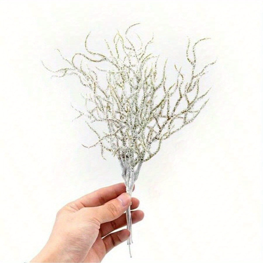 Bundle of 6 or 12 white artificial pine branches for wedding and Christmas decoration.