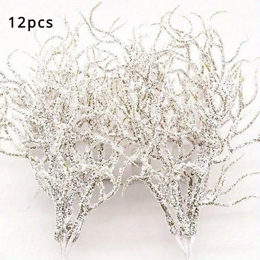 Bundle of 6 or 12 white artificial pine branches for wedding and Christmas decoration.