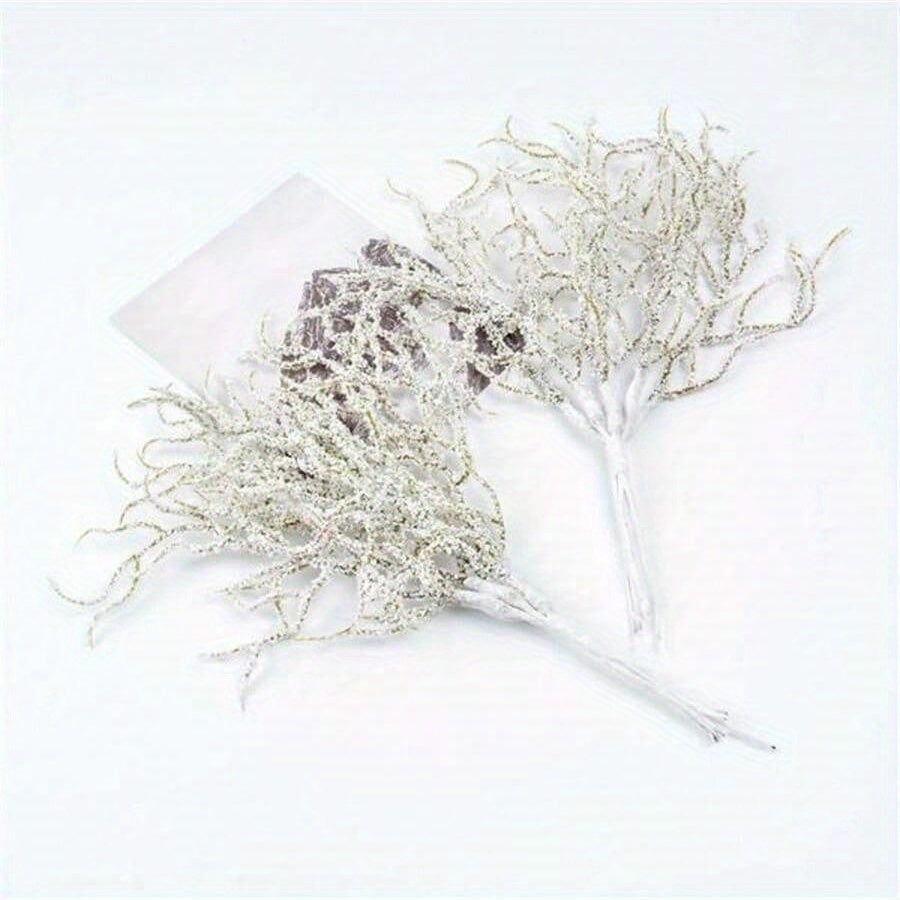 Bundle of 6 or 12 white artificial pine branches for wedding and Christmas decoration.