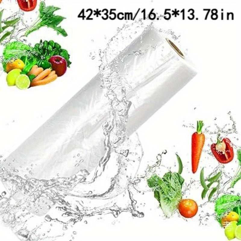 Large Refrigerator Rolling Bag with 100 pieces per roll, designed to protect and keep food fresh. This household disposable bag is thickened for durability and can be easily torn by hand. Perfect for storing vegetables, bread, and other kitchen items.