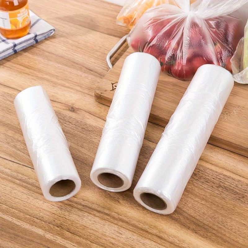 Large Refrigerator Rolling Bag with 100 pieces per roll, designed to protect and keep food fresh. This household disposable bag is thickened for durability and can be easily torn by hand. Perfect for storing vegetables, bread, and other kitchen items.