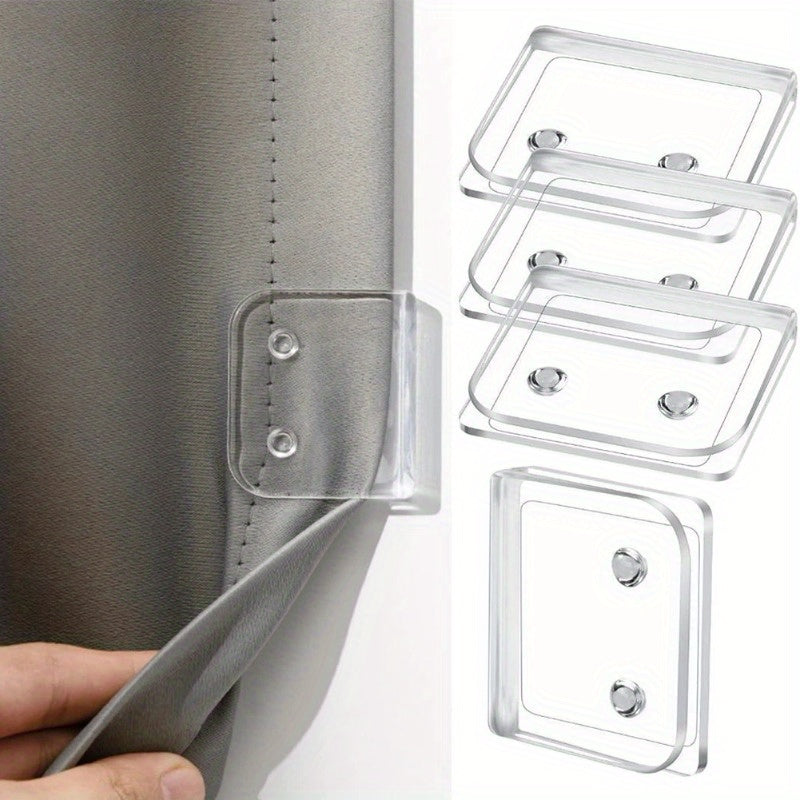 4 transparent ABS shower curtain clips for secure and easy installation in bathroom and kitchen, windproof and splash-proof.