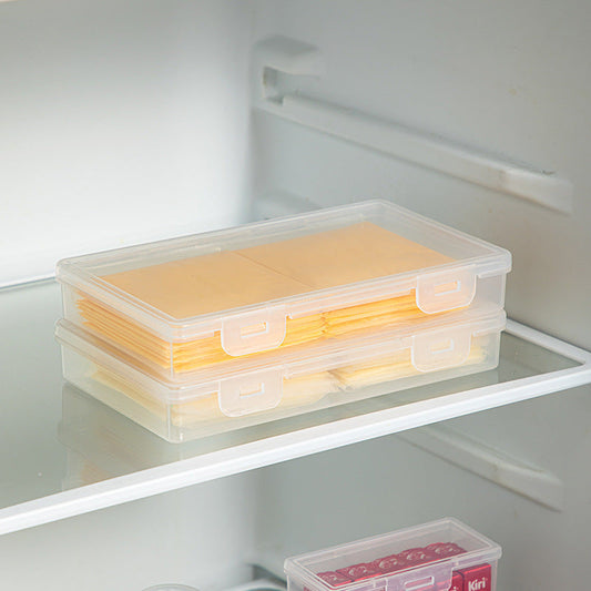 Clear ABS Kitchen Storage Container with Flip-Top Lid for Cheese and Butter - Durable, Food-Grade and Reusable Square Freezer-Safe Freshness Box for Fridge