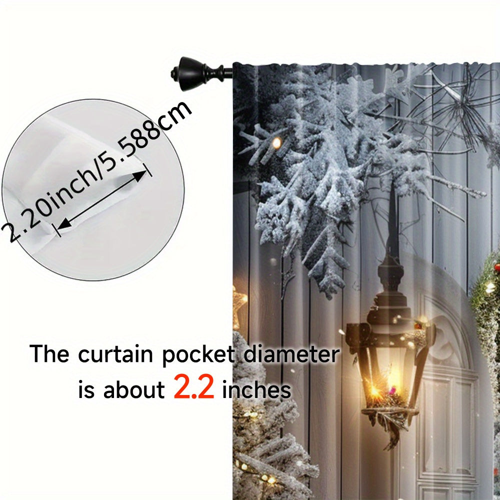 Get two polyester curtains featuring a snowman and Christmas tree print in this pack. These rod pocket window treatments are perfect for adding a festive touch to your home, bedroom, living room, or dining room decor. The holiday digital print drapes are