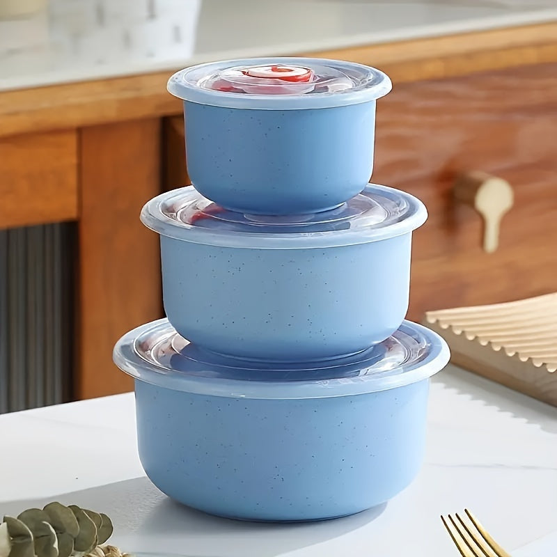 A versatile set of wheat straw bowls and food storage containers, perfect for keeping produce and dry goods fresh. These microwave-safe lunch boxes, sealed with lids, are ideal for schools, canteens, camping, picnics, and beach outings. A convenient and