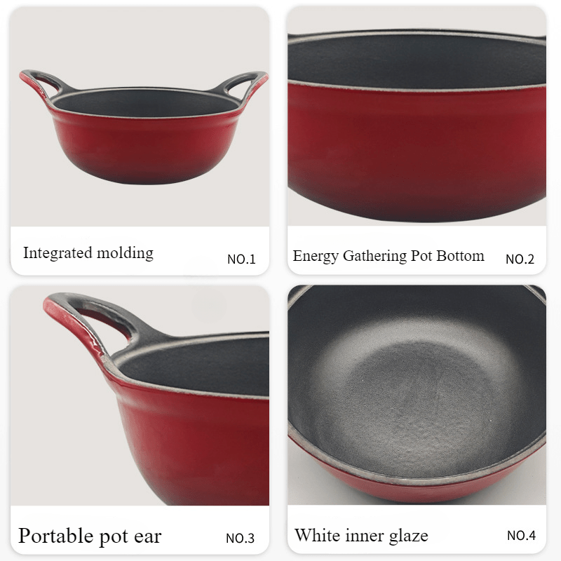 Durable 116oz Cast Iron Enamel Pot with Dual Handles - Multi-Use, Thickened for Longevity, No Coating, Easy Cooking & Serving, Perfect for Autumn