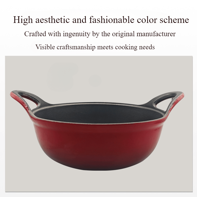 Durable 116oz Cast Iron Enamel Pot with Dual Handles - Multi-Use, Thickened for Longevity, No Coating, Easy Cooking & Serving, Perfect for Autumn