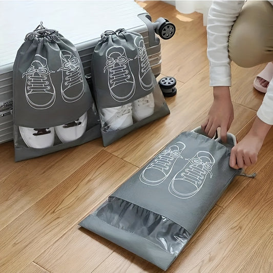 10-pack of breathable, dustproof shoe bags with transparent windows for travel organization and storage protection.