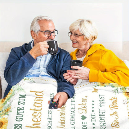 The ideal retirement present for friends, this soft and warm flannel throw blanket draws inspiration from cozy Spanish designs. Perfect for snuggling on the couch or staying cozy in bed, it provides all-season comfort.