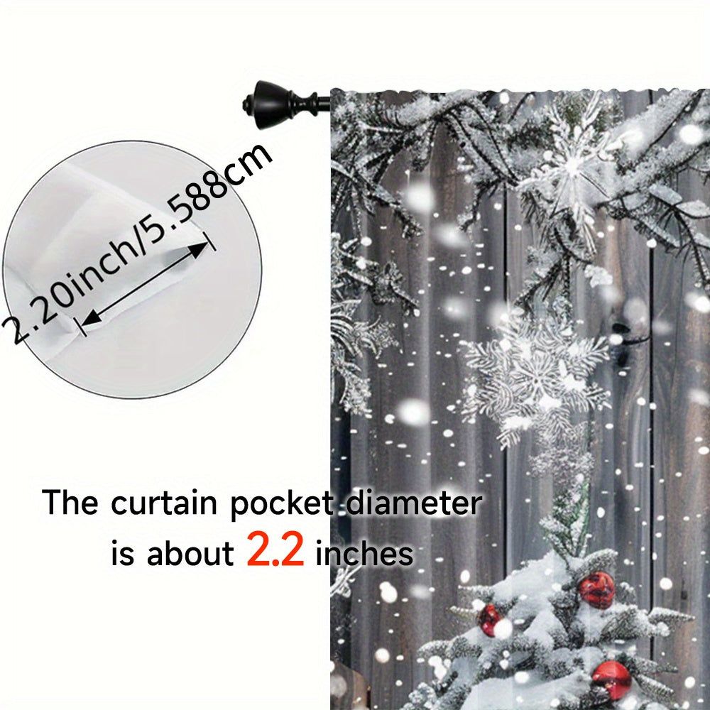 Snowman and Christmas Tree Design Curtains, Set of 2 - Polyester Drapes with Rod Pocket for Living Room, Bedroom, Dining Room, or Study - Festive Home Decor Window Treatments suitable for ages 14 and up (Rod not included)