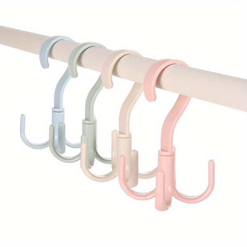 Wholesale rotating scarf bag storage rack with four-claw hook, no punching required, for clothing and hats.