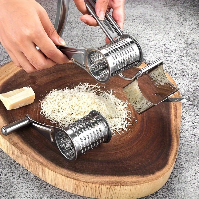 Rotary Stainless Steel Cheese Grater - Versatile Manual Shredder for Home and Restaurant Kitchens