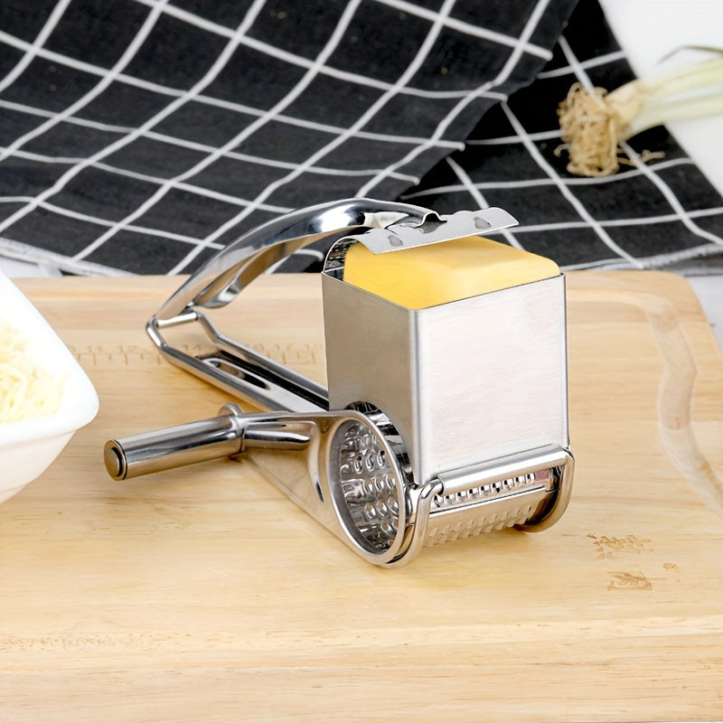 Rotary Stainless Steel Cheese Grater - Versatile Manual Shredder for Home and Restaurant Kitchens