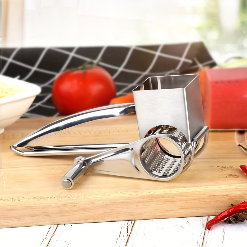 Rotary Stainless Steel Cheese Grater - Versatile Manual Shredder for Home and Restaurant Kitchens