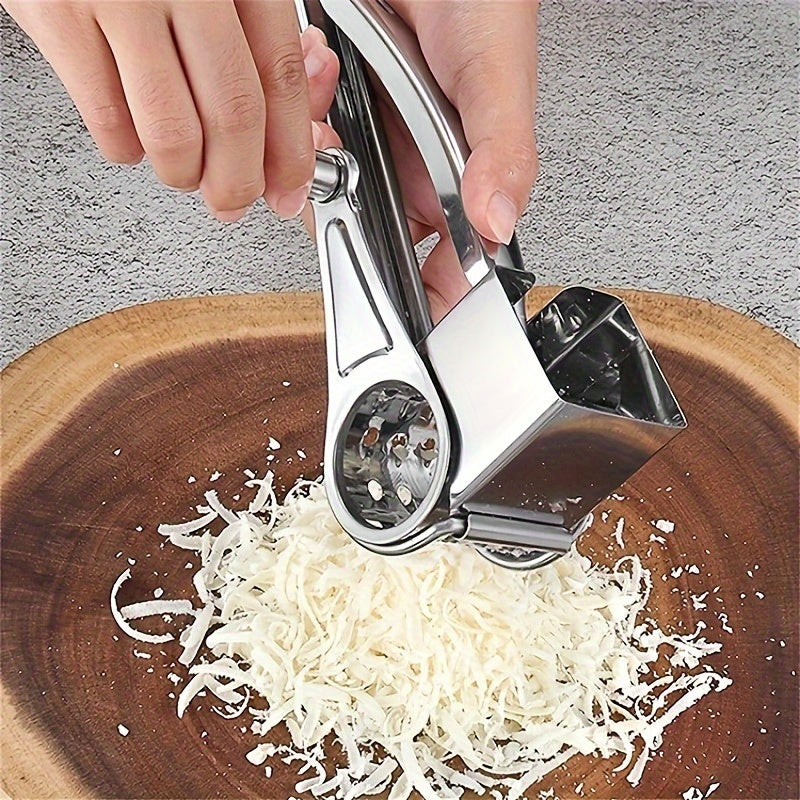 Rotary Stainless Steel Cheese Grater - Versatile Manual Shredder for Home and Restaurant Kitchens