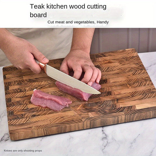 High-Quality Teak Wood Cutting Board with Grid Pattern, Perfect for Home Kitchen - Ensuring Food Safety