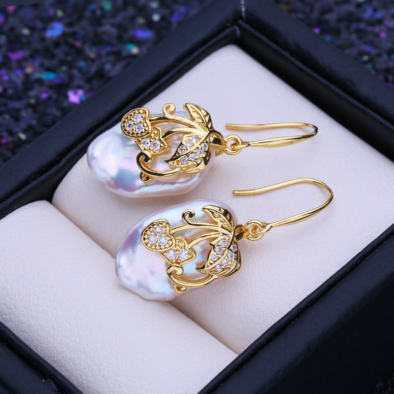 Vintage Style Elegant Baroque Freshwater Pearl Drop Earrings - Ideal for Parties, Weddings, and Mother's Day Gift for Women