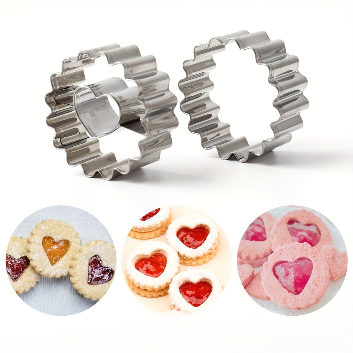 Stainless Steel Cookie Cutter Set with Flower and Heart Shapes - Ideal for Baking, Chocolate, and Cake Decorating - Great for Christmas and Valentine's Day - Includes 2 Pieces