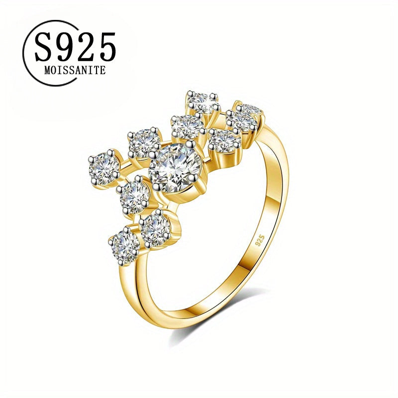 Stylish Vintage 18K Gold Plated 925 Sterling Silver Moissanite Ring 1.5 Carat - Gender-neutral Everyday Wear Jewelry perfect for Mardi Gras, Anniversaries, and Valentine's Day. Includes Gift Box from LOVESSOM