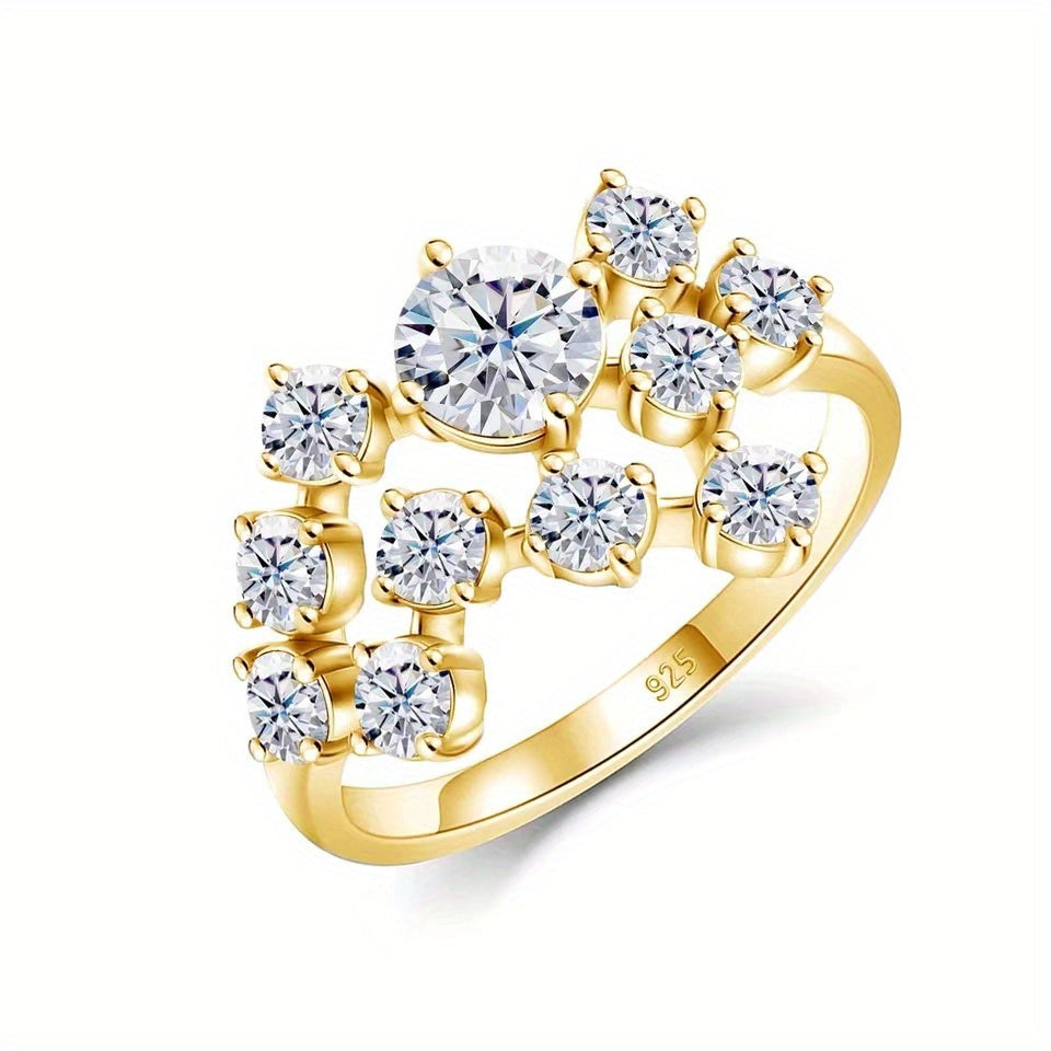 Stylish Vintage 18K Gold Plated 925 Sterling Silver Moissanite Ring 1.5 Carat - Gender-neutral Everyday Wear Jewelry perfect for Mardi Gras, Anniversaries, and Valentine's Day. Includes Gift Box from LOVESSOM