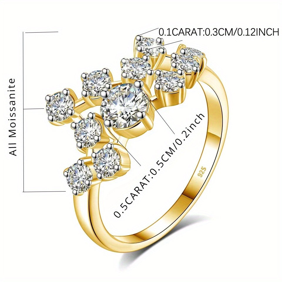 Stylish Vintage 18K Gold Plated 925 Sterling Silver Moissanite Ring 1.5 Carat - Gender-neutral Everyday Wear Jewelry perfect for Mardi Gras, Anniversaries, and Valentine's Day. Includes Gift Box from LOVESSOM